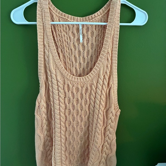 Free People High Tide Orange Apricot Cable Knit Tank Top Relaxed Medium - Picture 5 of 8